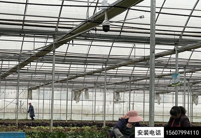 湘东某山庄蔬菜基地安防监控、温控系统施工安装完工。(图1)